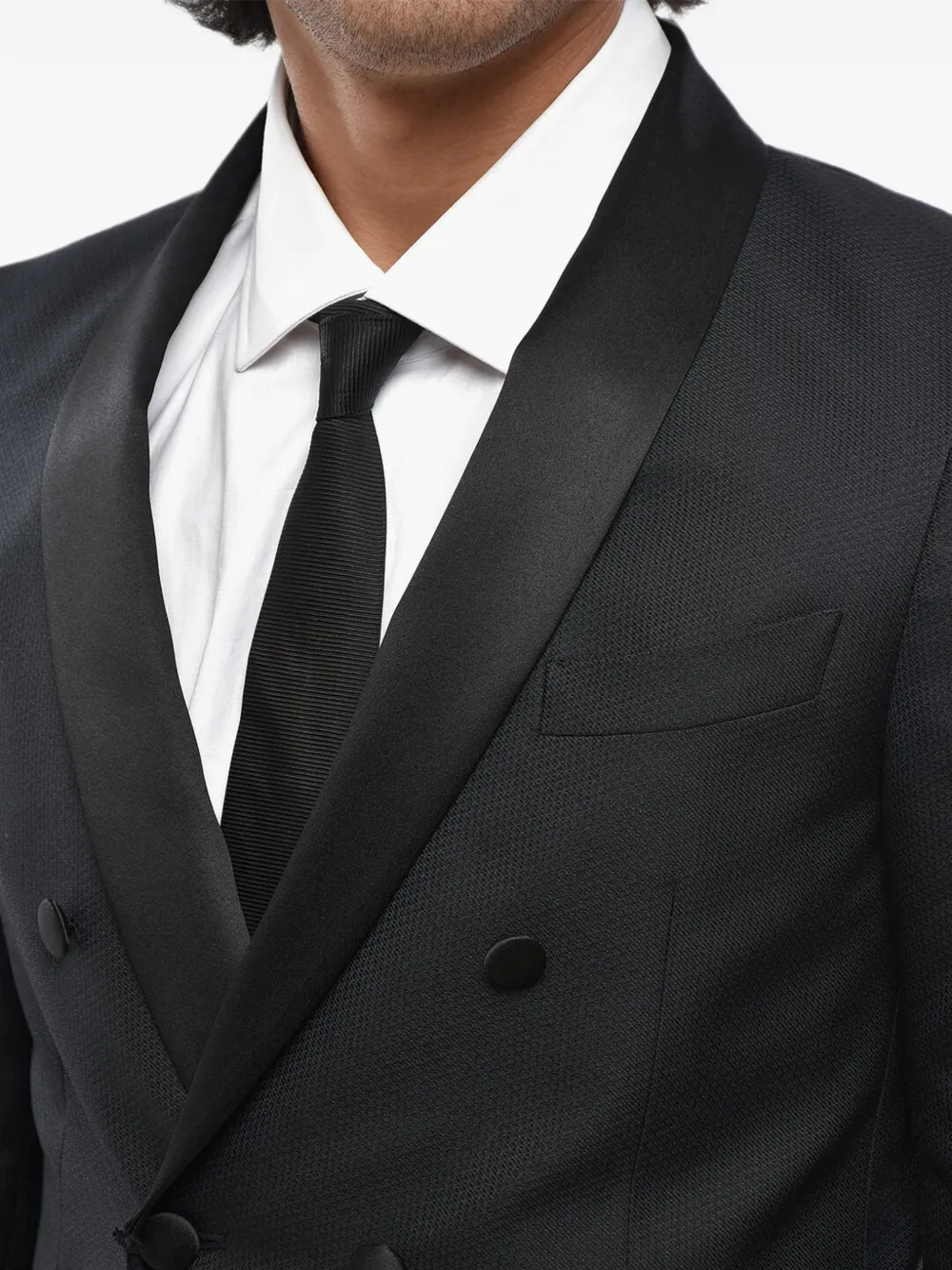 Corneliani CC Collection double-breasted shawl-lapel blazer Zwart