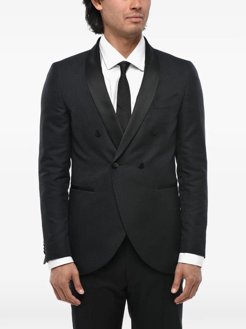 Corneliani CC Collection double-breasted shawl-lapel blazer - Schwarz