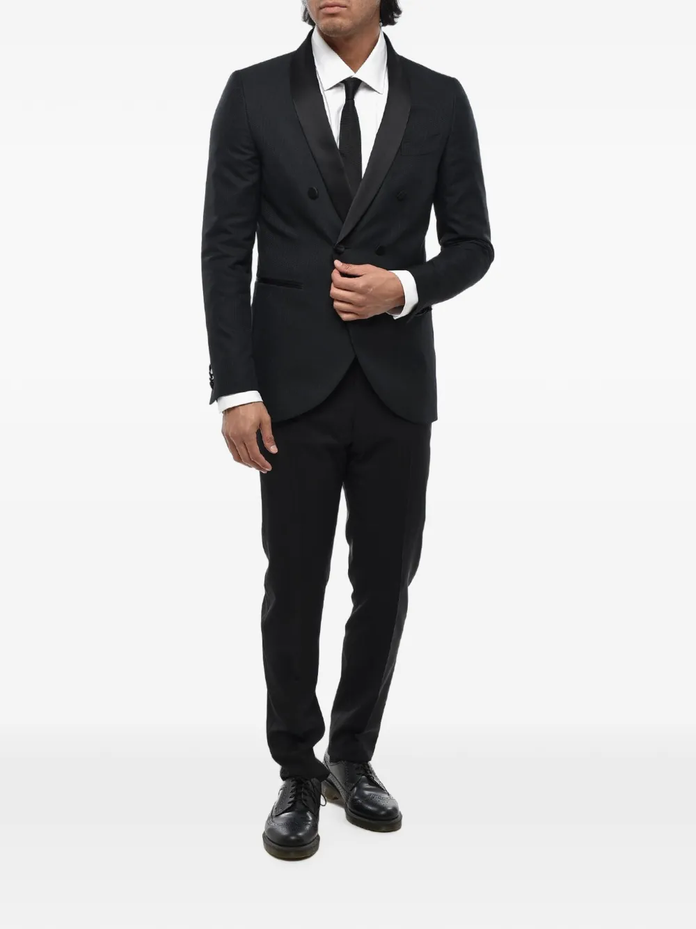 Corneliani CC Collection double-breasted shawl-lapel blazer Zwart