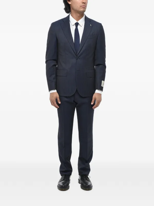 CC COLLECTION CORNELIANI スーツ セットアップ 46 Corneliani CC Collection Jacquard Virgin Wool Suit | Blue | FARFETCH