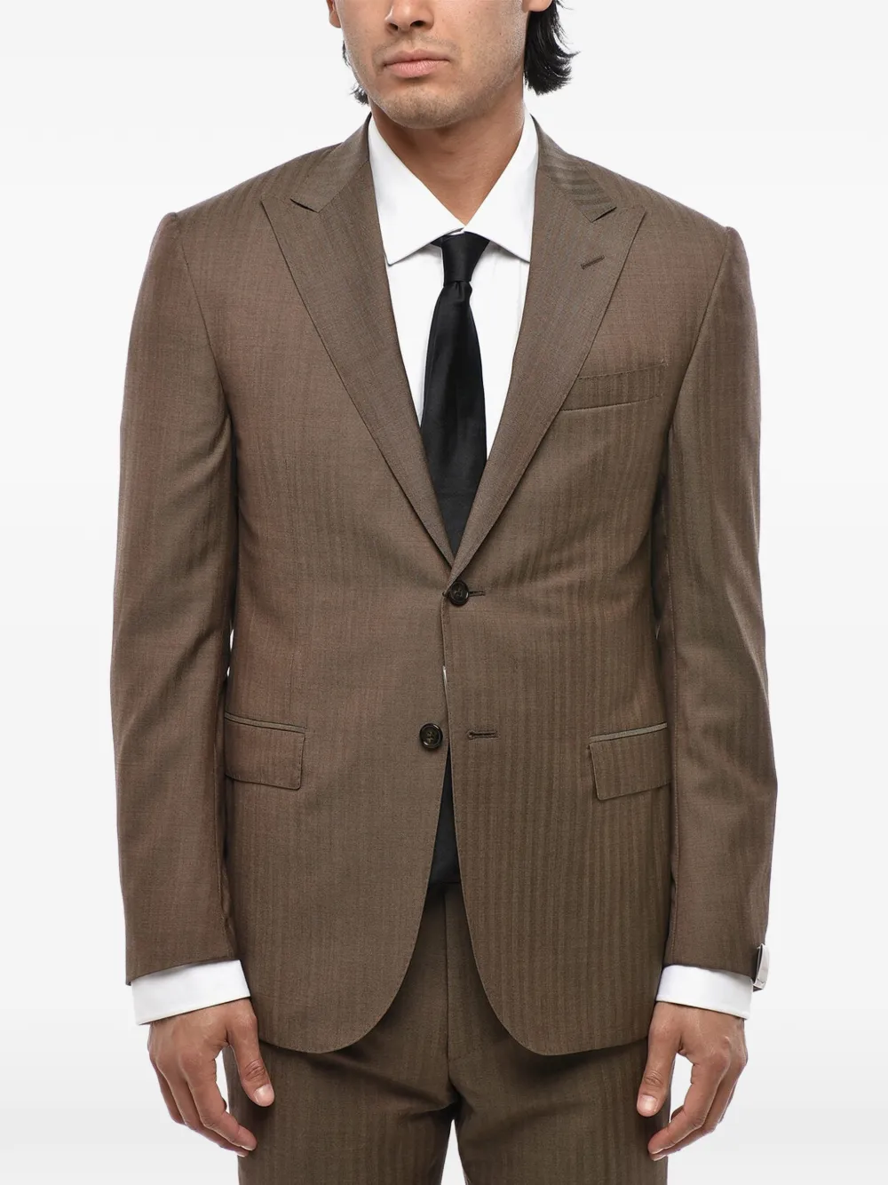 Corneliani Academy pak met visgraat-patroon Bruin