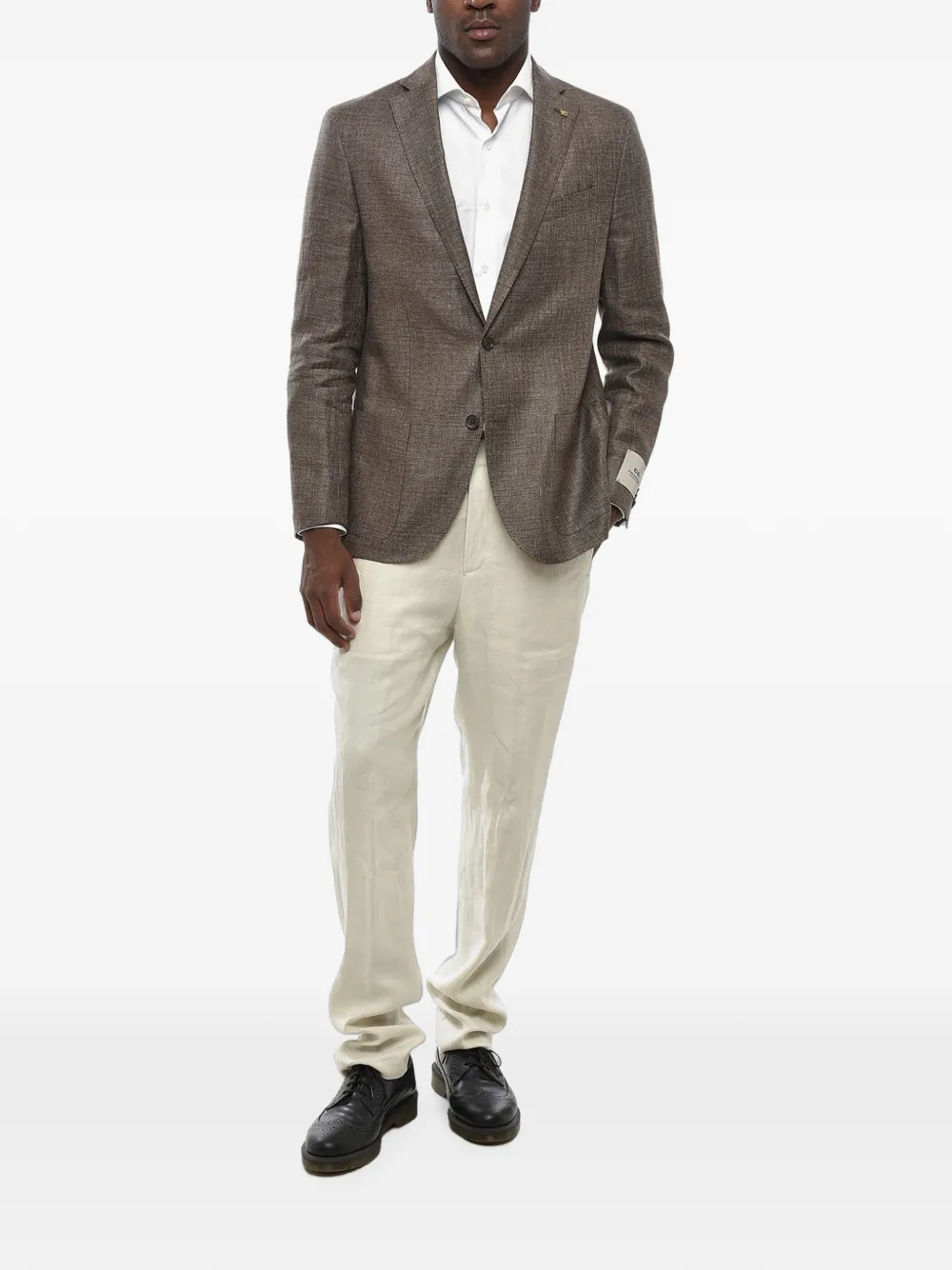 Corneliani CC collection single-breasted patch-pocket blazer Bruin