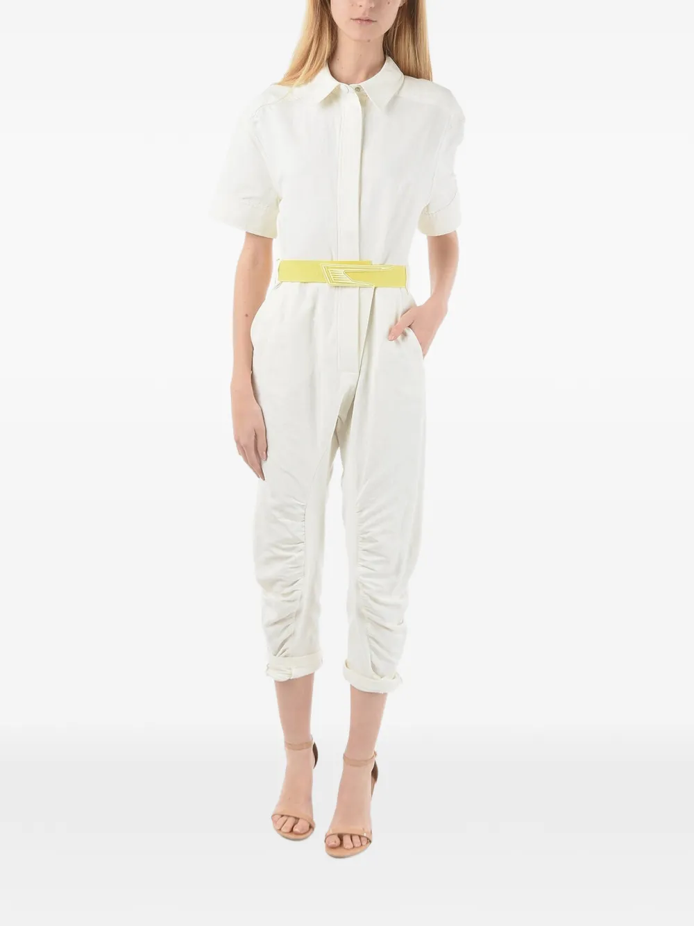 Stella McCartney belted short-sleeve jumpsuit - Weiß