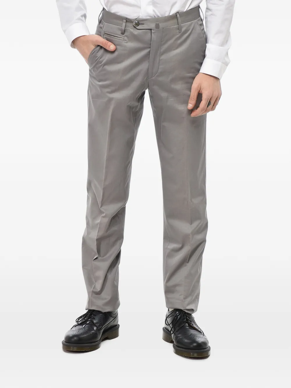 Corneliani pressed-crease cotton chino pants - Grau