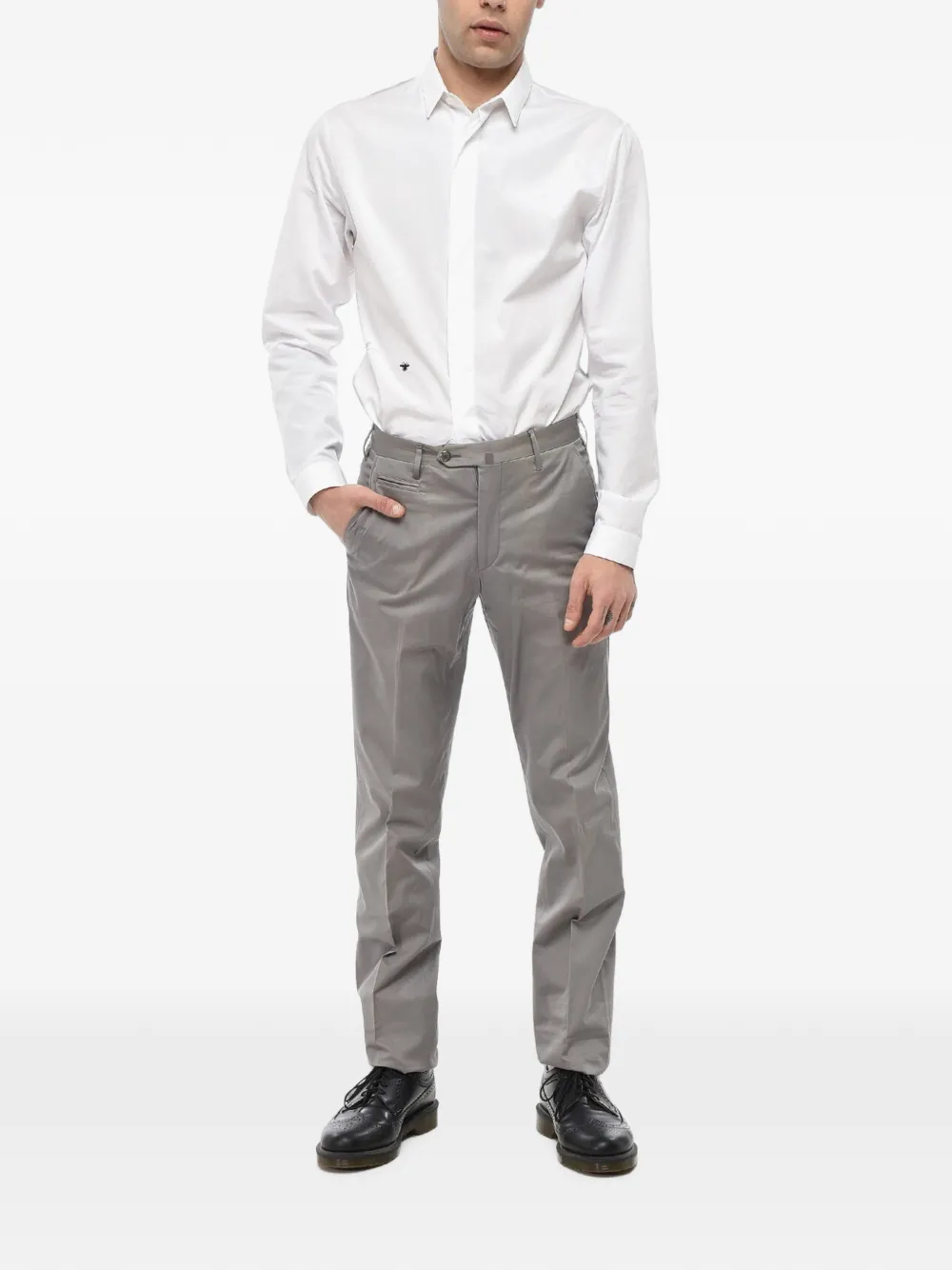 Corneliani pressed-crease Cotton Chino Pants | Grey | FARFETCH