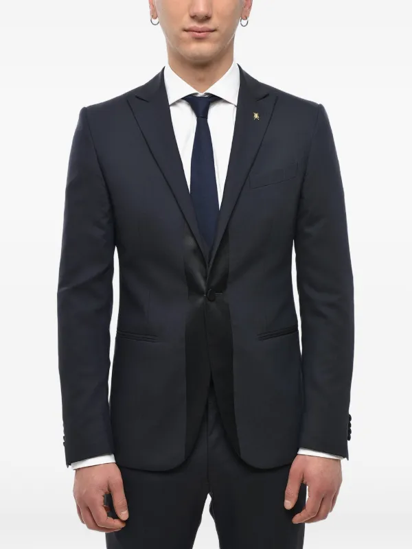 Corneliani satin-trim three-piece Suit | Blue | FARFETCH