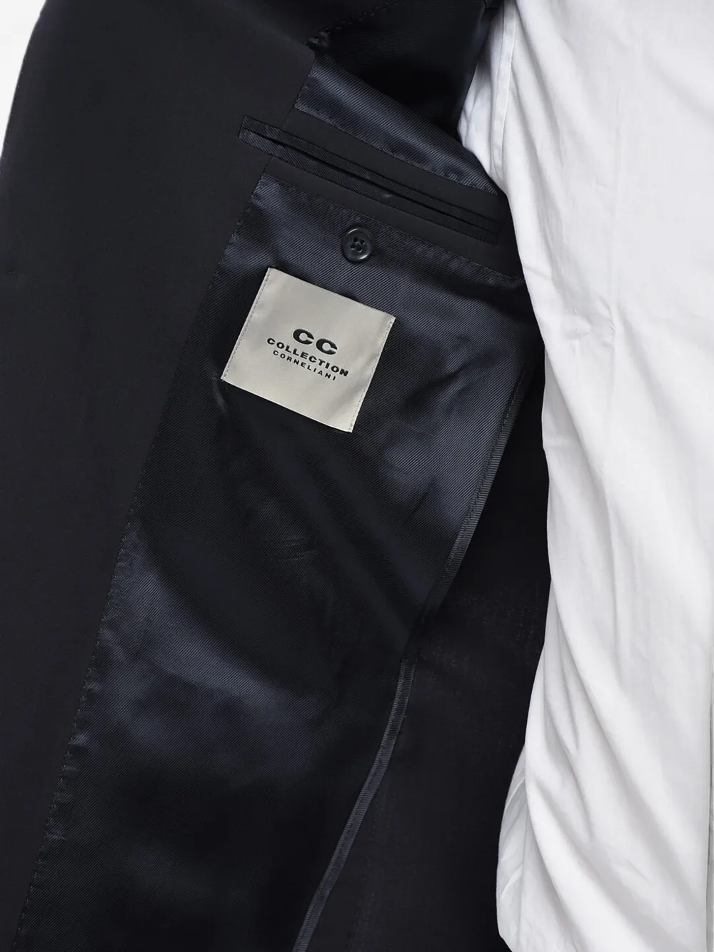 Corneliani logo-patch single-breasted blazer Blauw
