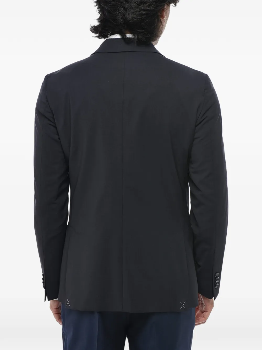 Corneliani logo-patch single-breasted blazer Blauw