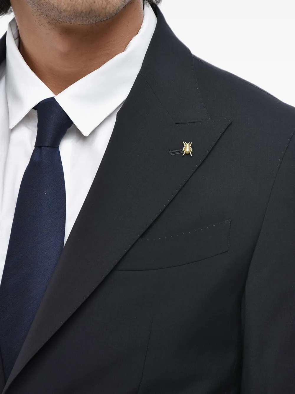 Corneliani logo-patch single-breasted blazer Blauw