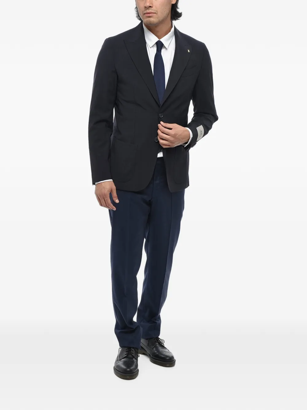 Corneliani logo-patch single-breasted blazer Blauw