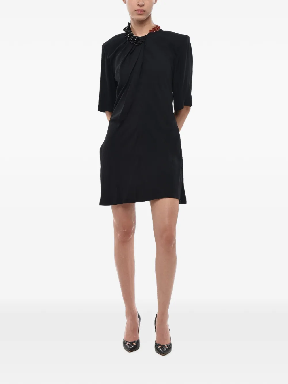Stella McCartney Falabella chain-detail draped mini dress - Schwarz