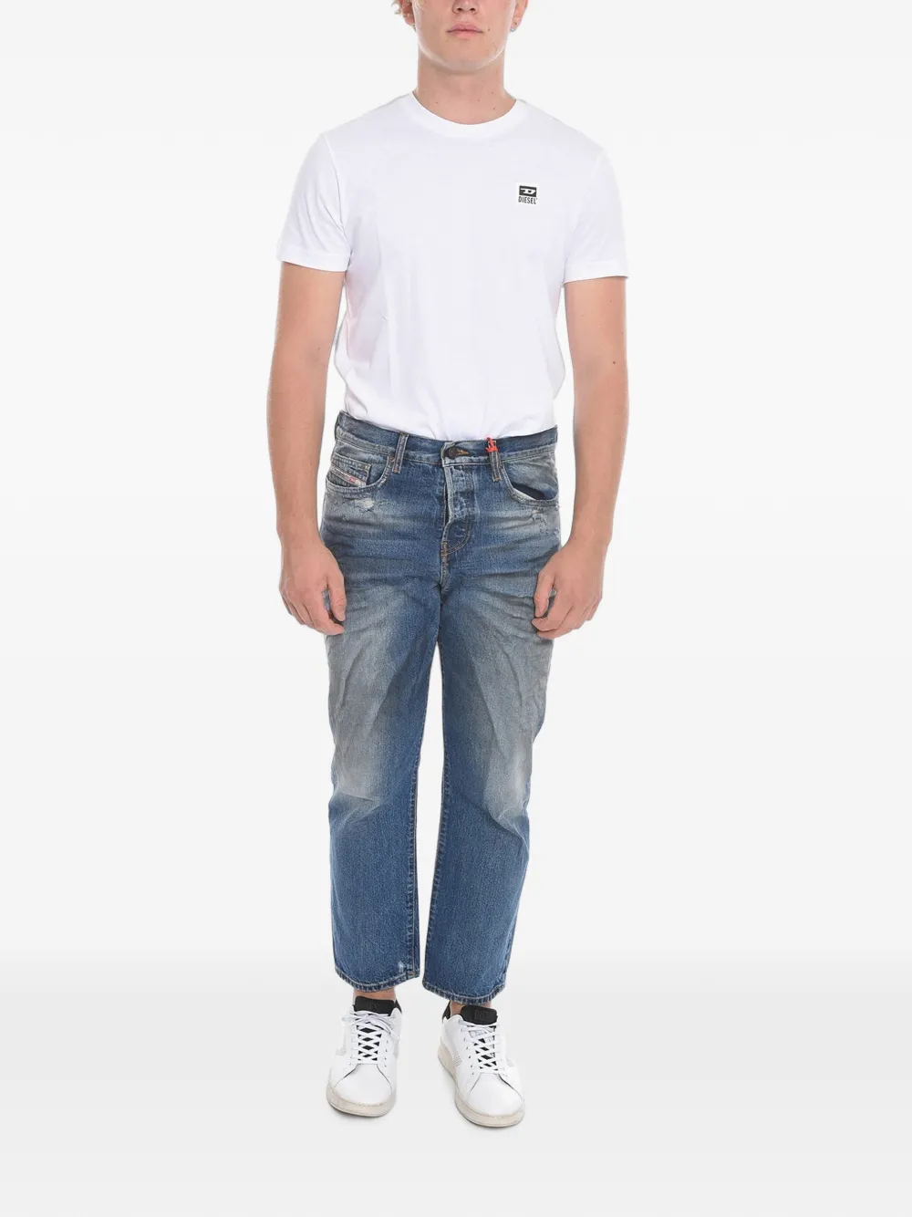 Diesel Gerafelde 2020 D-Viker jeans met délavé-effect Blauw