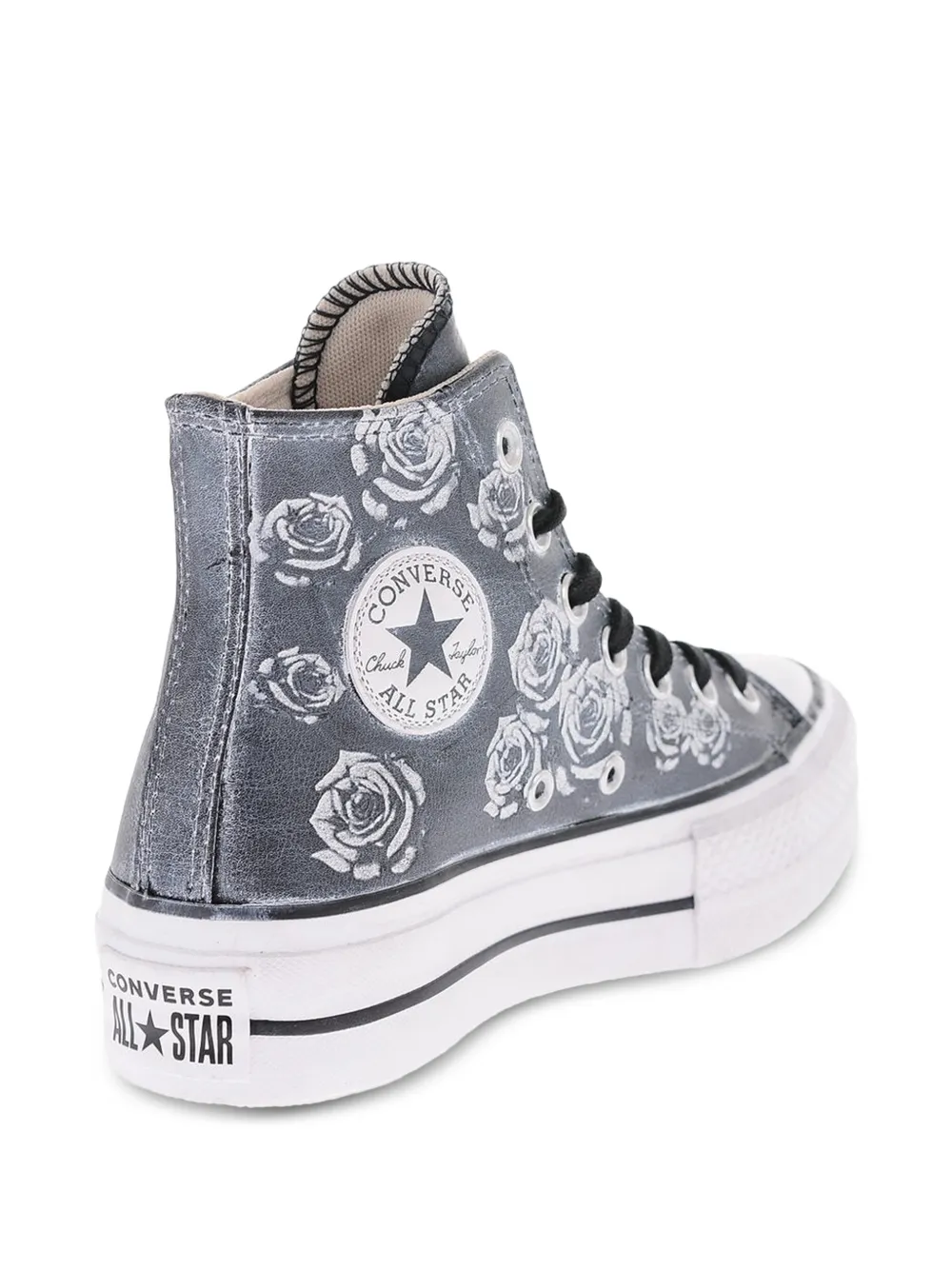 Converse ALL STAR CHUCK TAYLOR floral patterned leather high top sneakers with platform Grijs