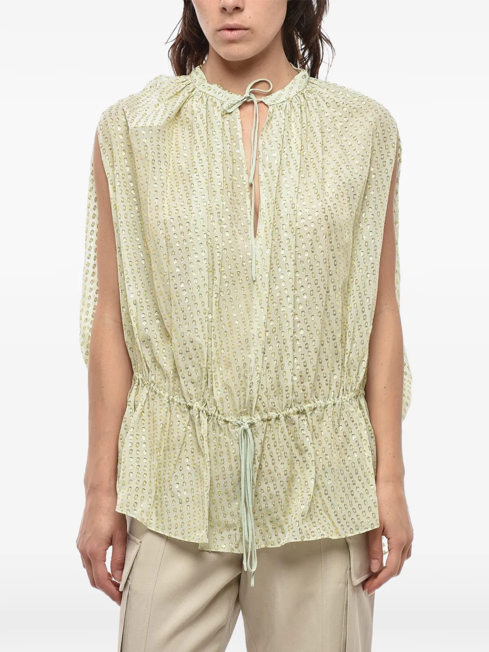 Stella McCartney lurex-detail sleeveless blouse - Grün