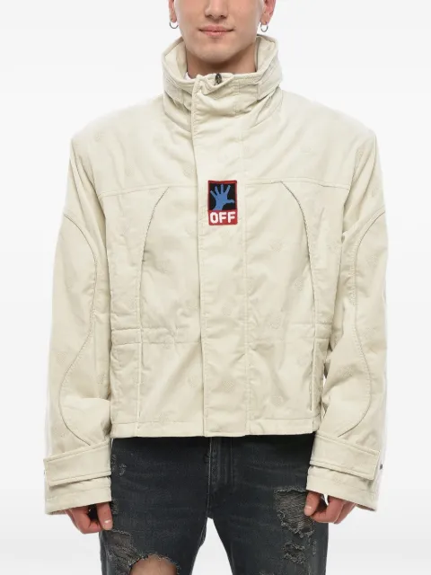 Off-White Hands Off embroidered ribbed-velour jacket