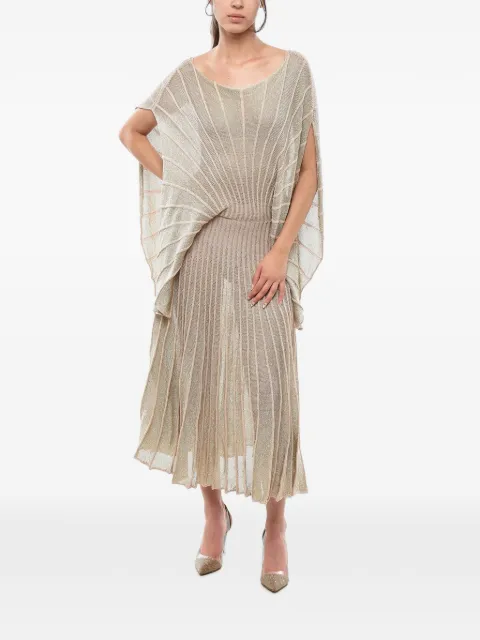 Stella McCartney lurex midi dress with sculptural design and wide cape-effect sleeves