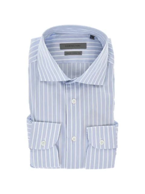 Corneliani Camisa listrada com colarinho francês