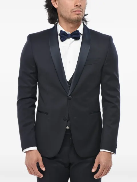 Corneliani traje de tres piezas de satén con solapa de esmoquin
