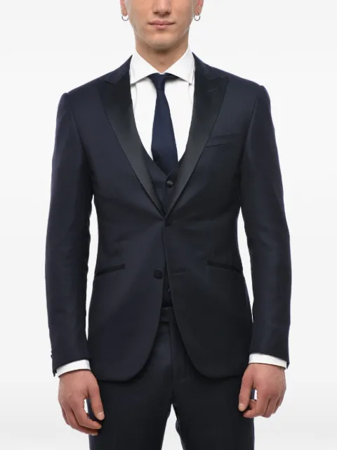 Corneliani jacquard satin-lapel suit
