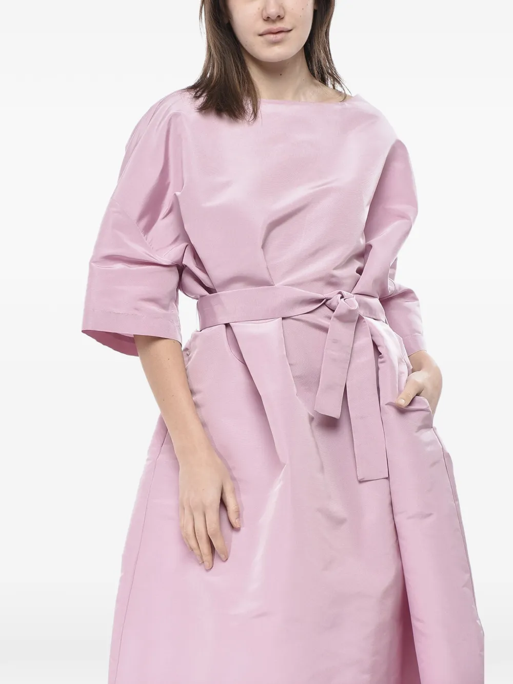 SUPER BLOND midi belted silk-organza kaftan