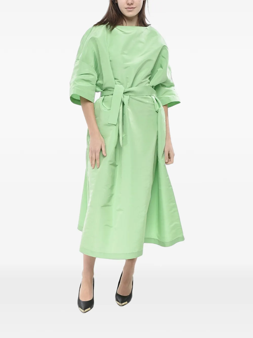 SUPER BLOND midi belted silk-organza kaftans - Grün