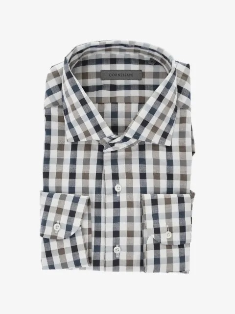 Corneliani checked french-collar shirt