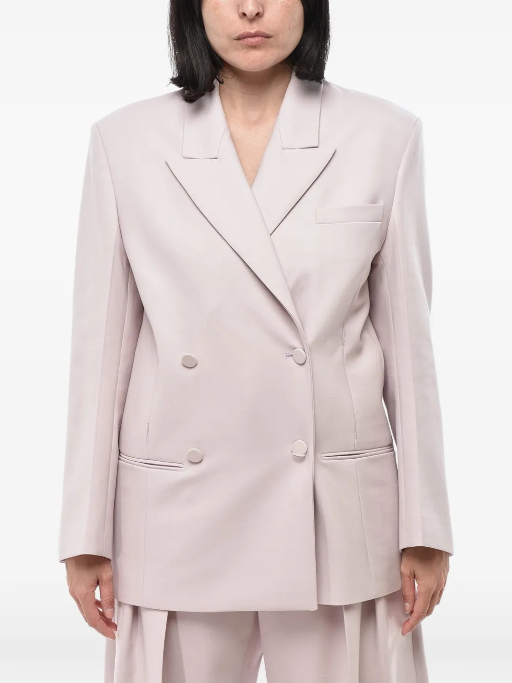 SUPER BLOND double-breasted oversized blazer - Nude