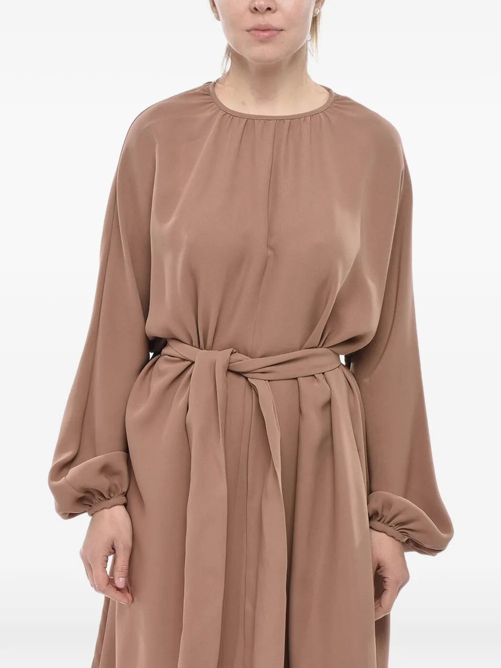 SUPER BLOND midi belted silk dress