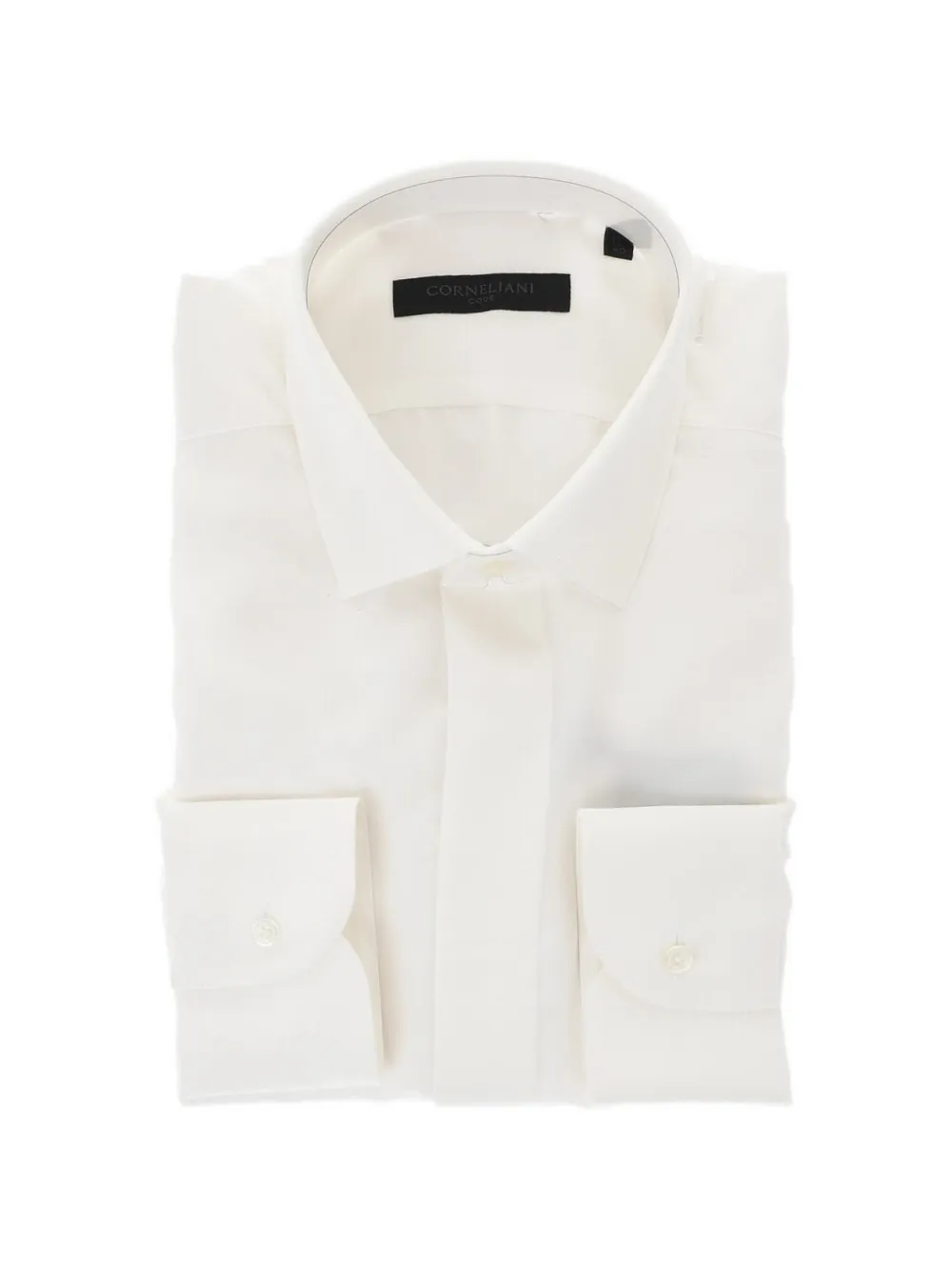 Corneliani Code Italian-collar Silk Shirt In White