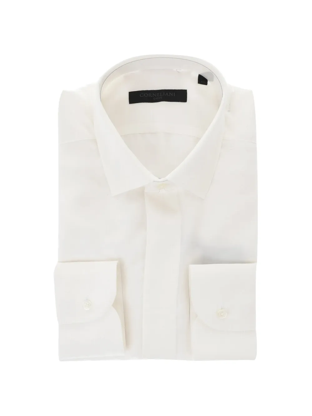 Corneliani Code イタリアンカラー シルクシャツ | ホワイト | Image 1
