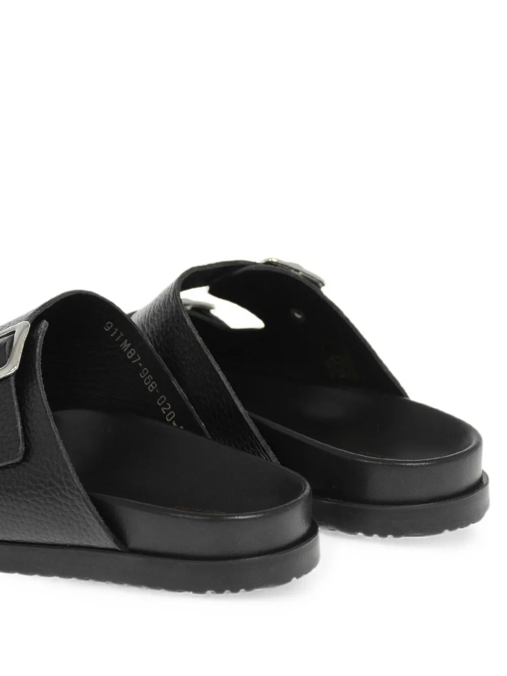 Corneliani hammered-leather double-buckle sandals Zwart