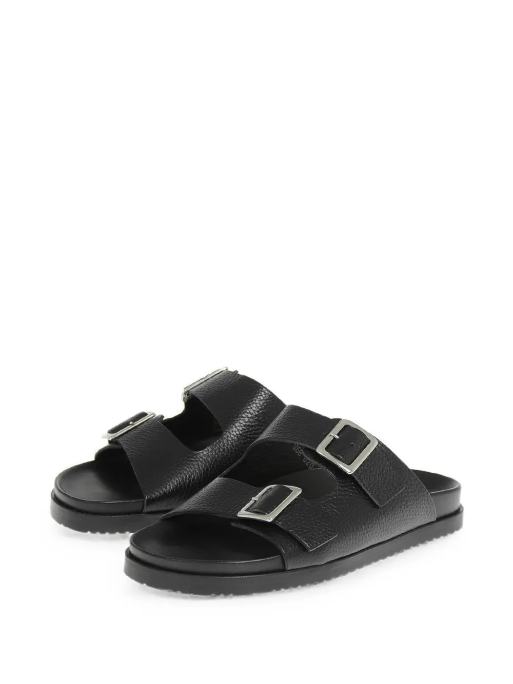 Corneliani hammered-leather double-buckle sandals Zwart