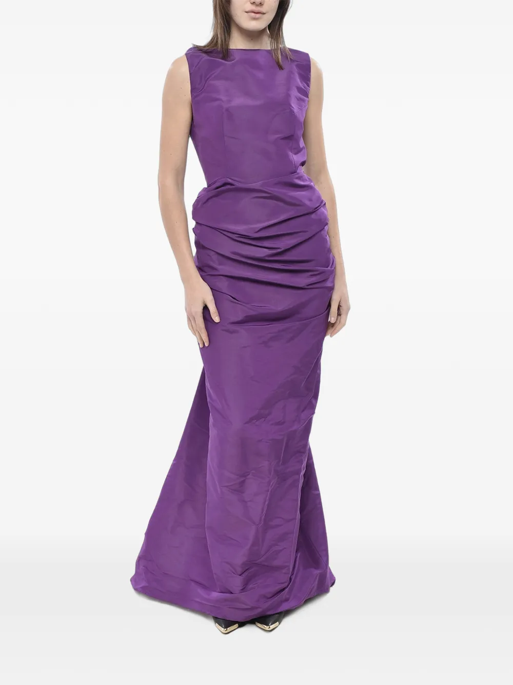 SUPER BLOND draped silk mermaid dress - Violett