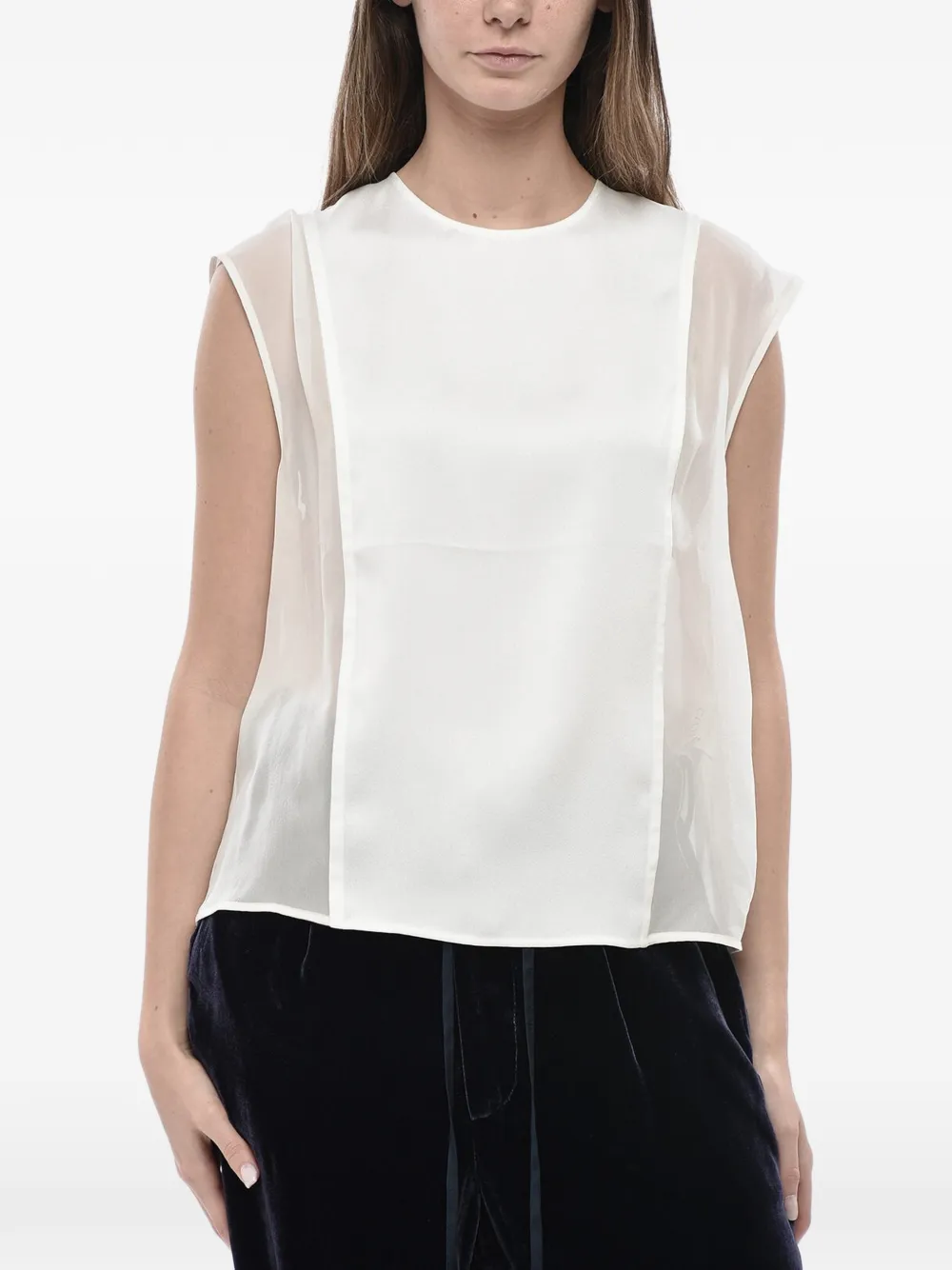 Genny satin-chiffon top