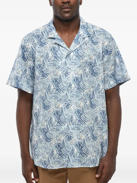 Corneliani botanical-print cuban-collar shirt