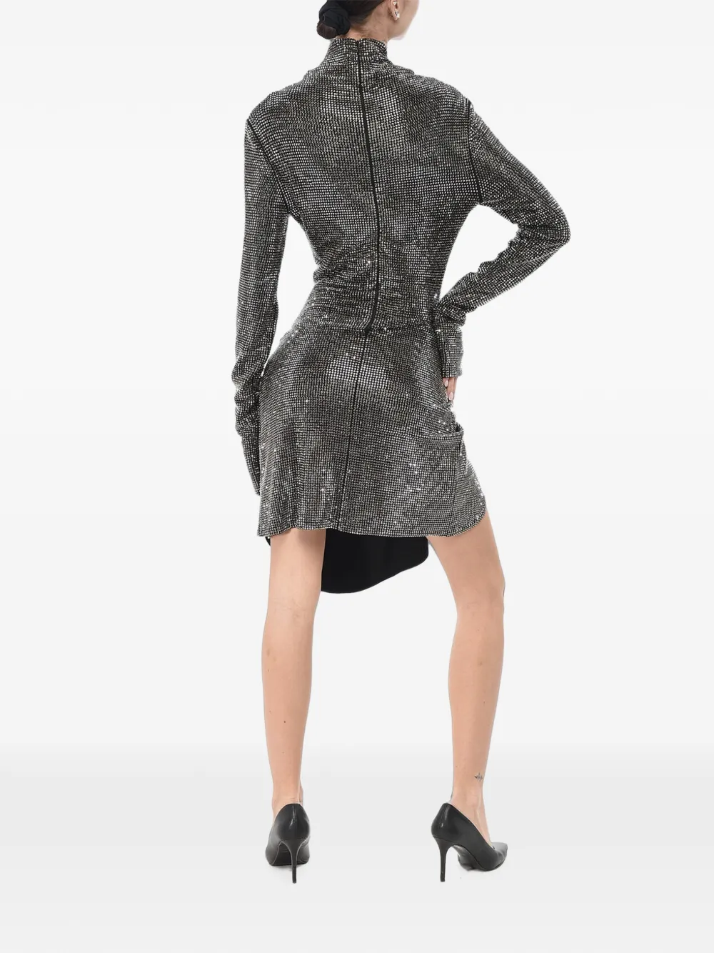 Off-White rhinestone-embellished Twist mini dress Zilver