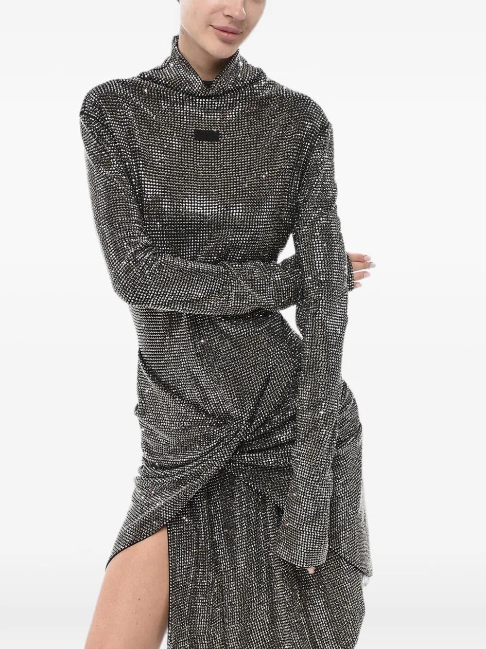 Off-White rhinestone-embellished Twist mini dress Zilver