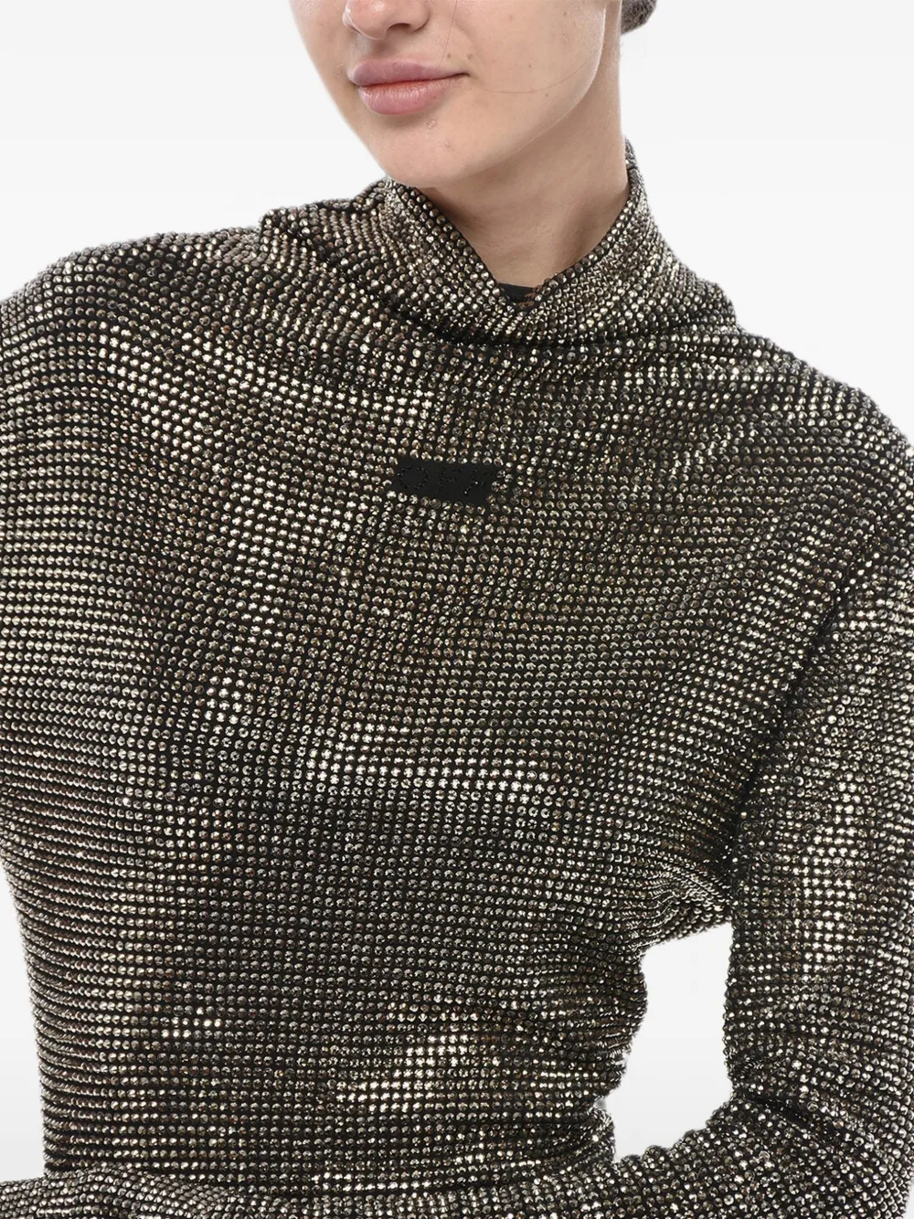 Off-White rhinestone-embellished Twist mini dress Zilver