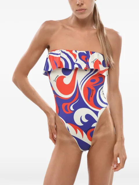 DSQUARED2 all-over printed swim strapless one piece