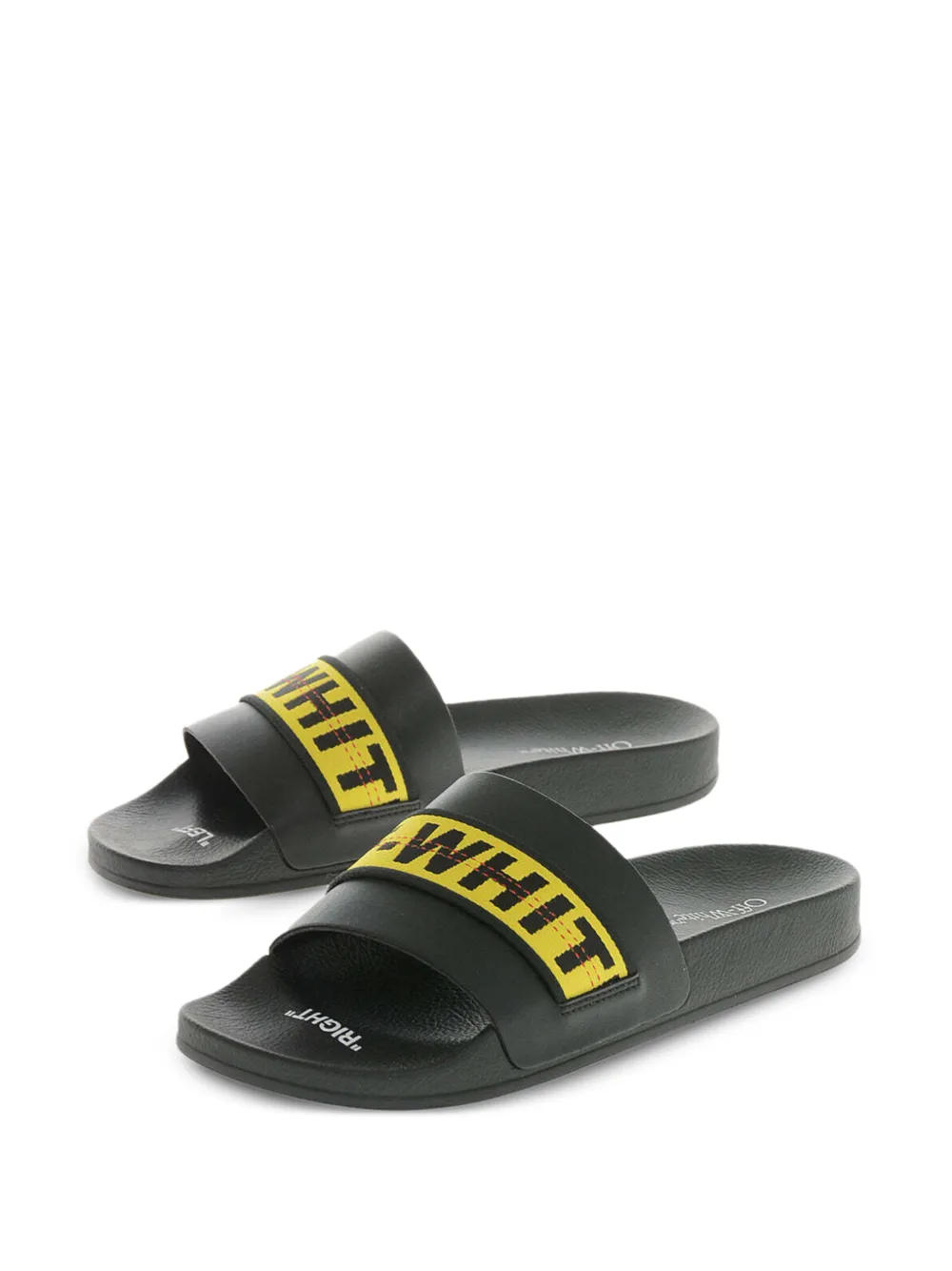 Off-White Industrial logo-strap slides Zwart