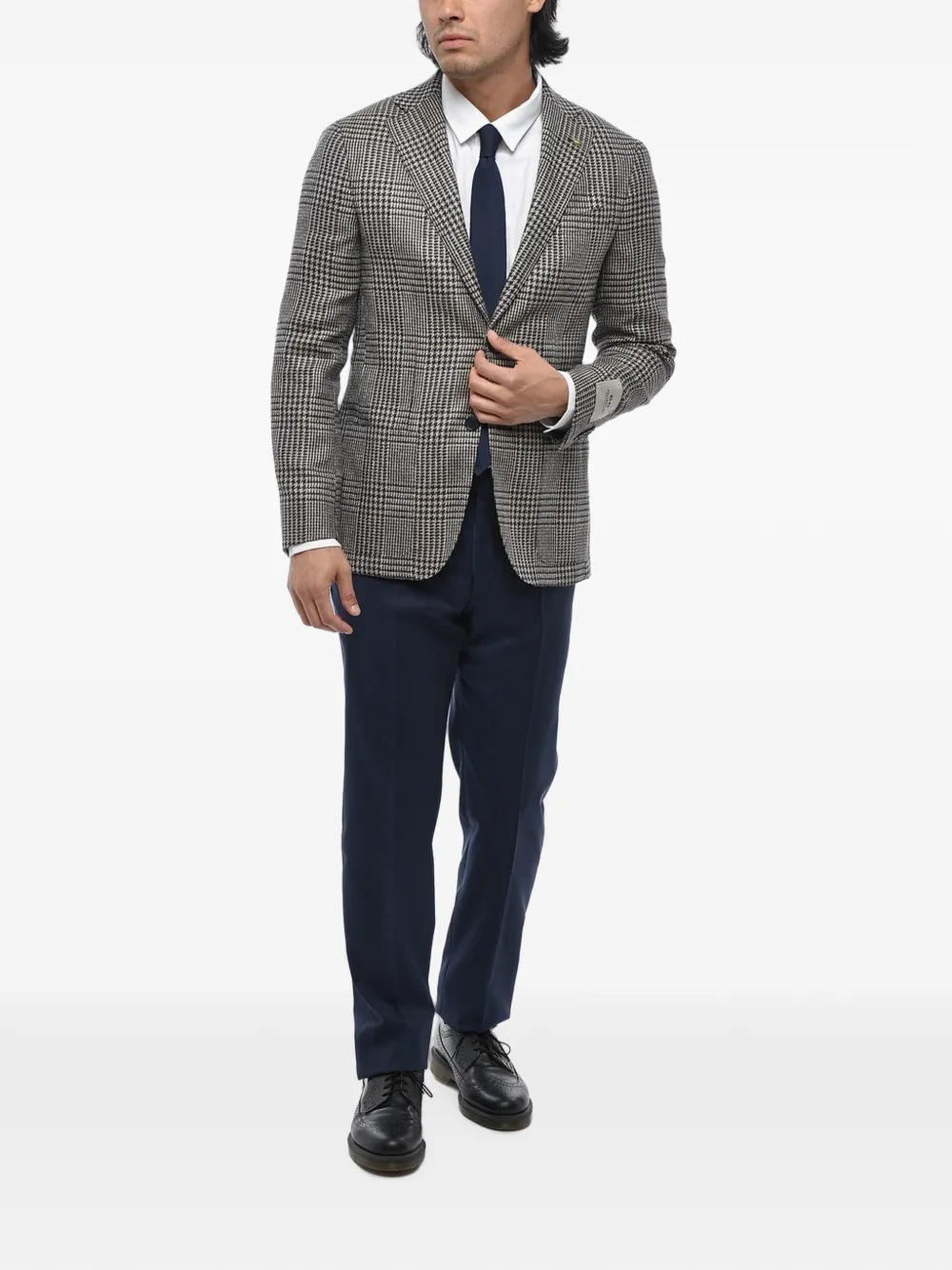 Corneliani pied-de-poule single-breasted blazer Bruin
