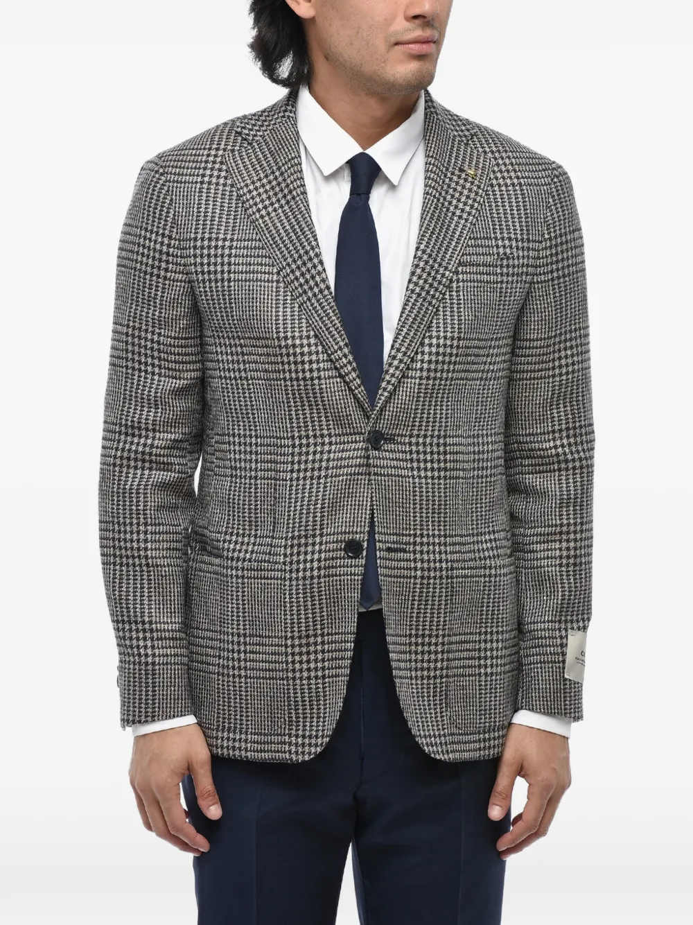 Corneliani pied-de-poule single-breasted blazer - Braun