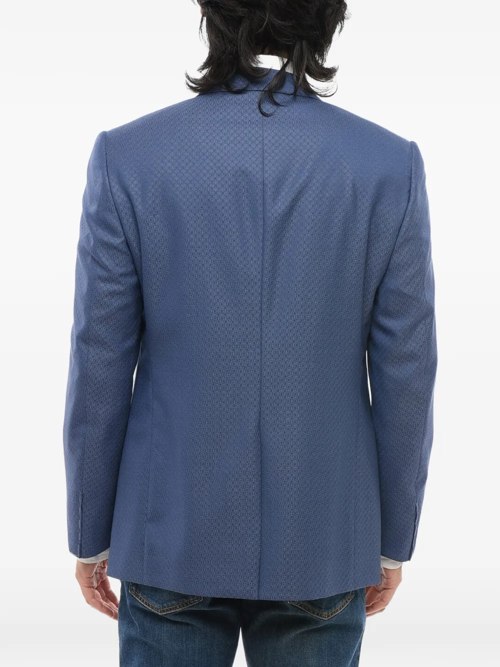 Corneliani embroidered single-breasted jacket Blauw