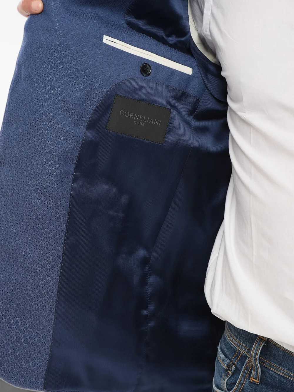 Corneliani embroidered single-breasted jacket Blauw