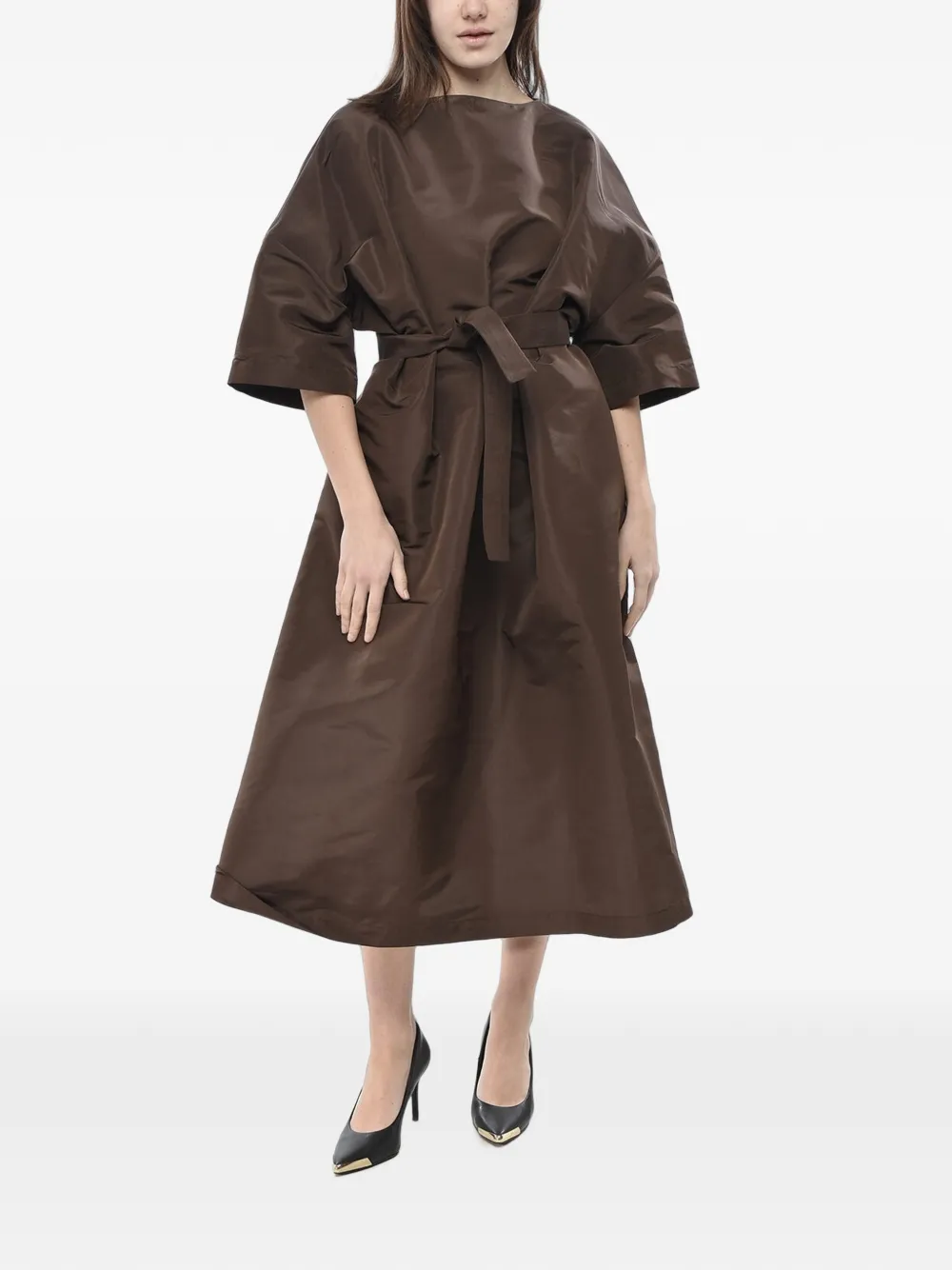 SUPER BLOND belted silk midi dress