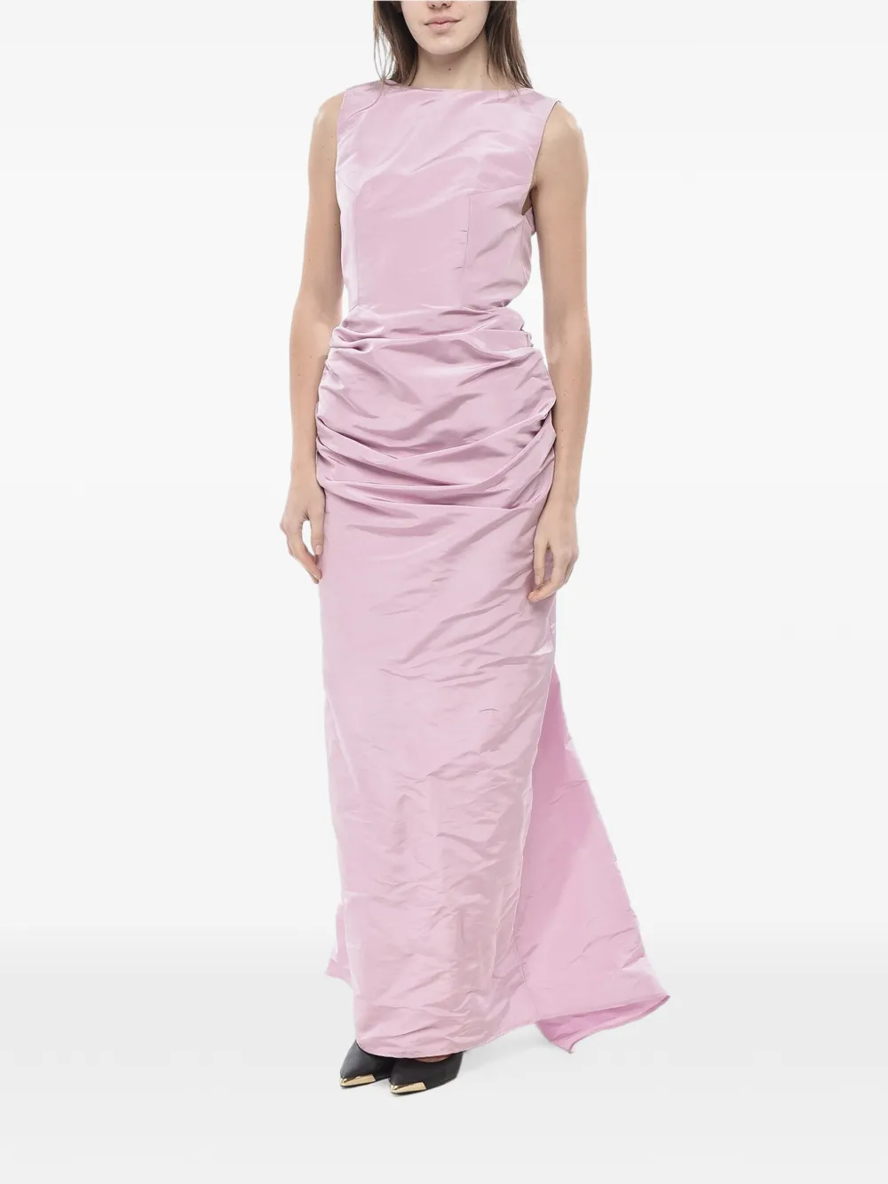 SUPER BLOND ruched-detail open-back maxi dress