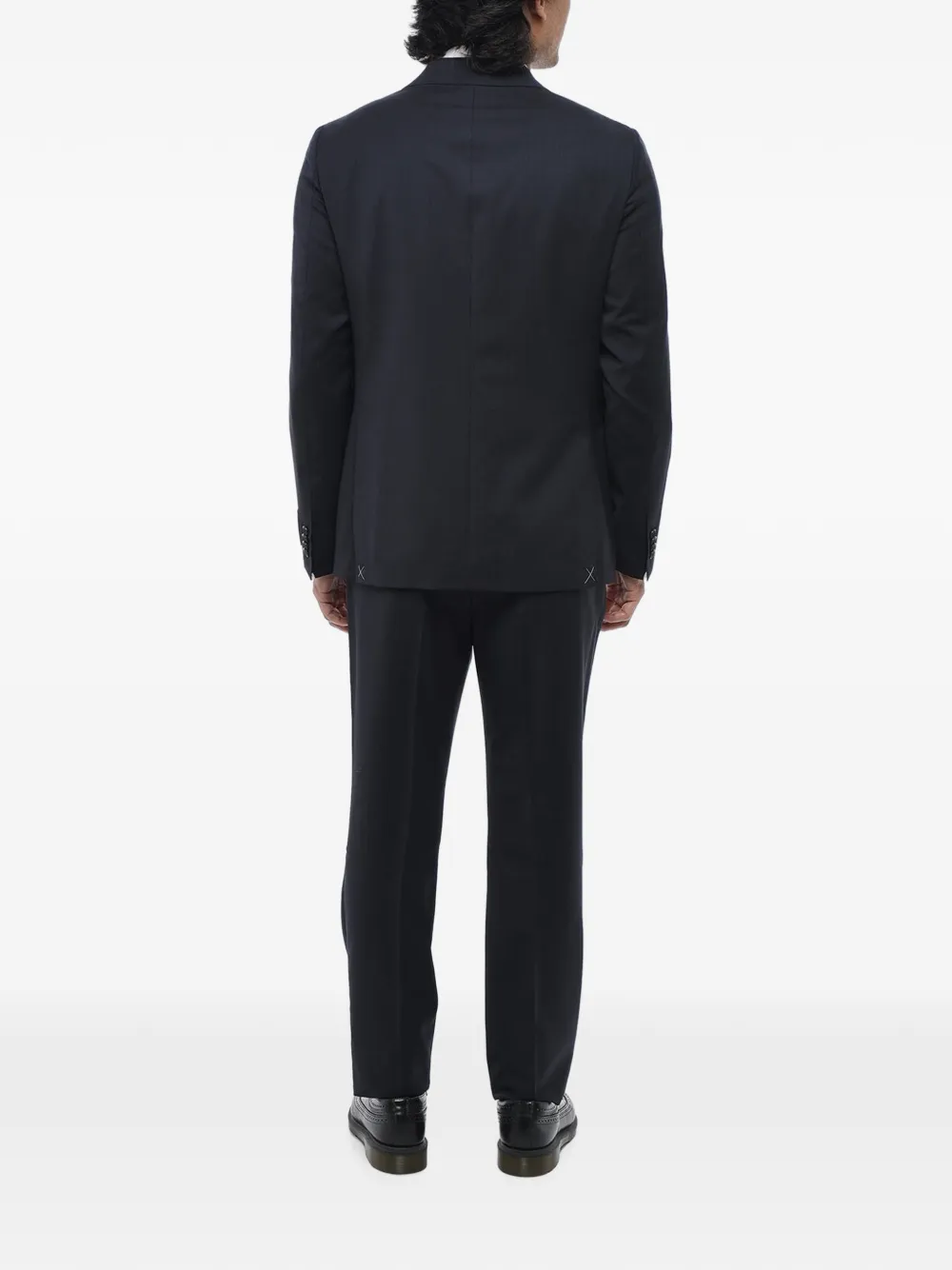 Corneliani herringbone-pattern virgin wool suit Zwart