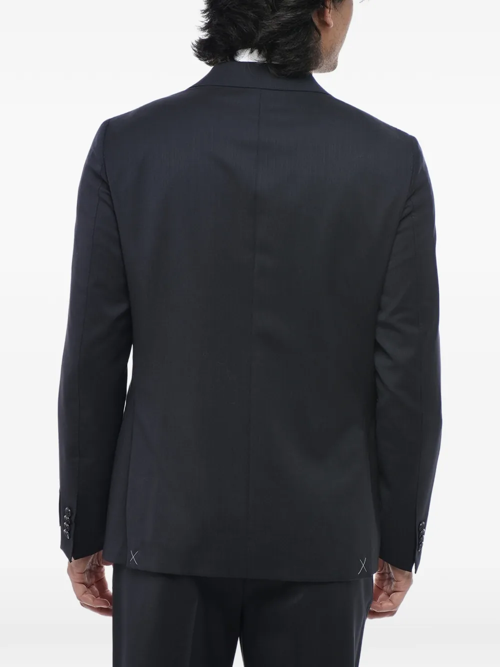 Corneliani herringbone-pattern virgin wool suit Zwart