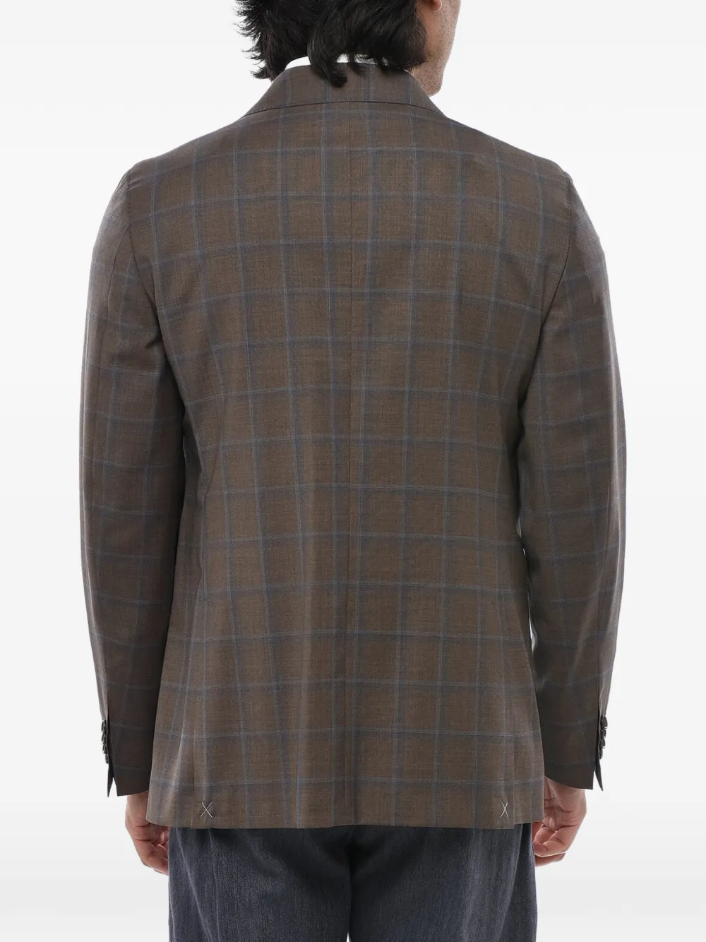 Corneliani plaid-pattern single-breasted blazer Bruin