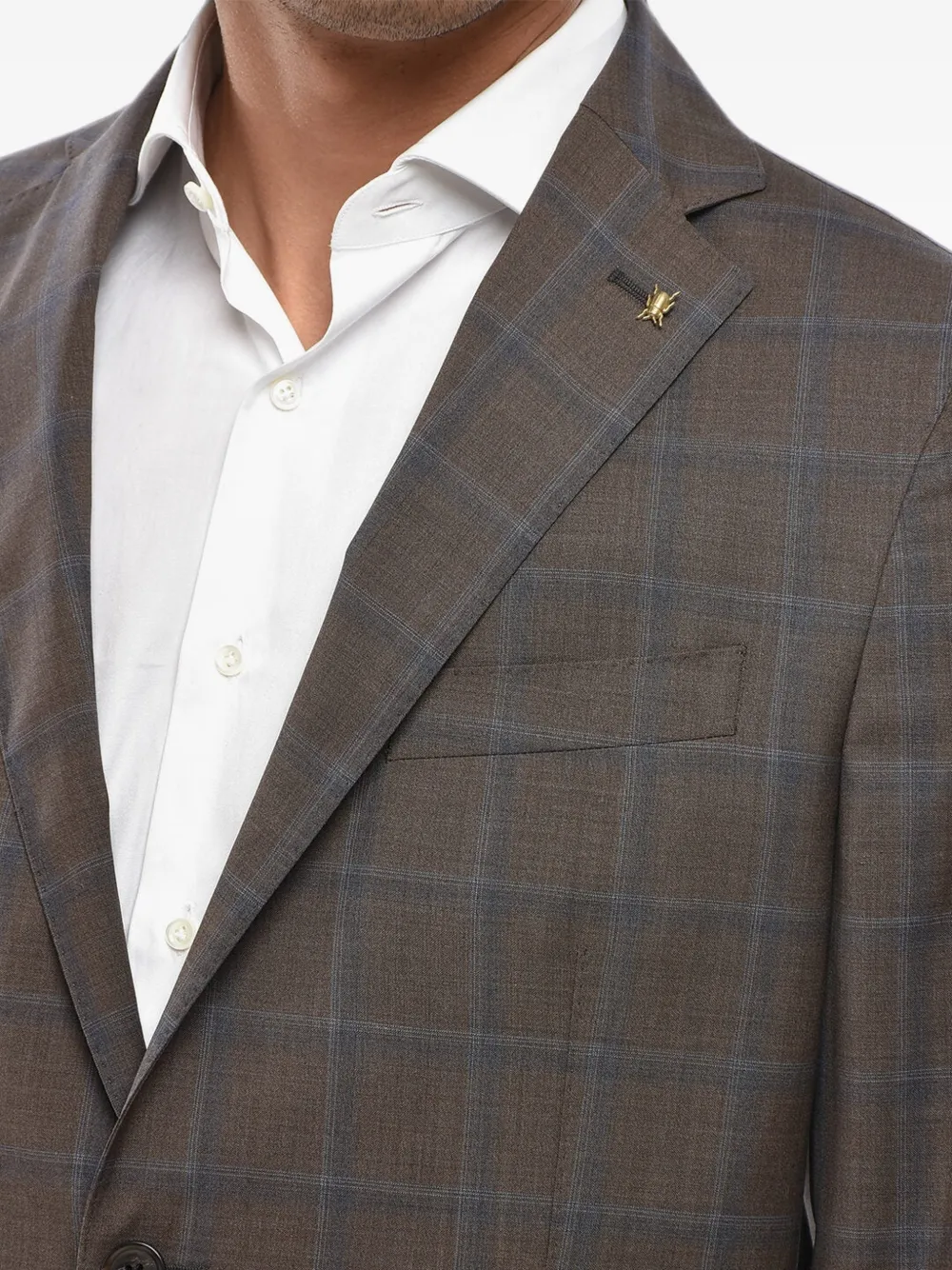 Corneliani plaid-pattern single-breasted blazer Bruin